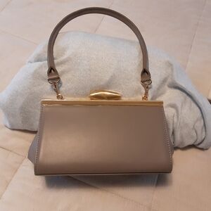 Reike Nen Gray Pebble Handbag with Gold Accents